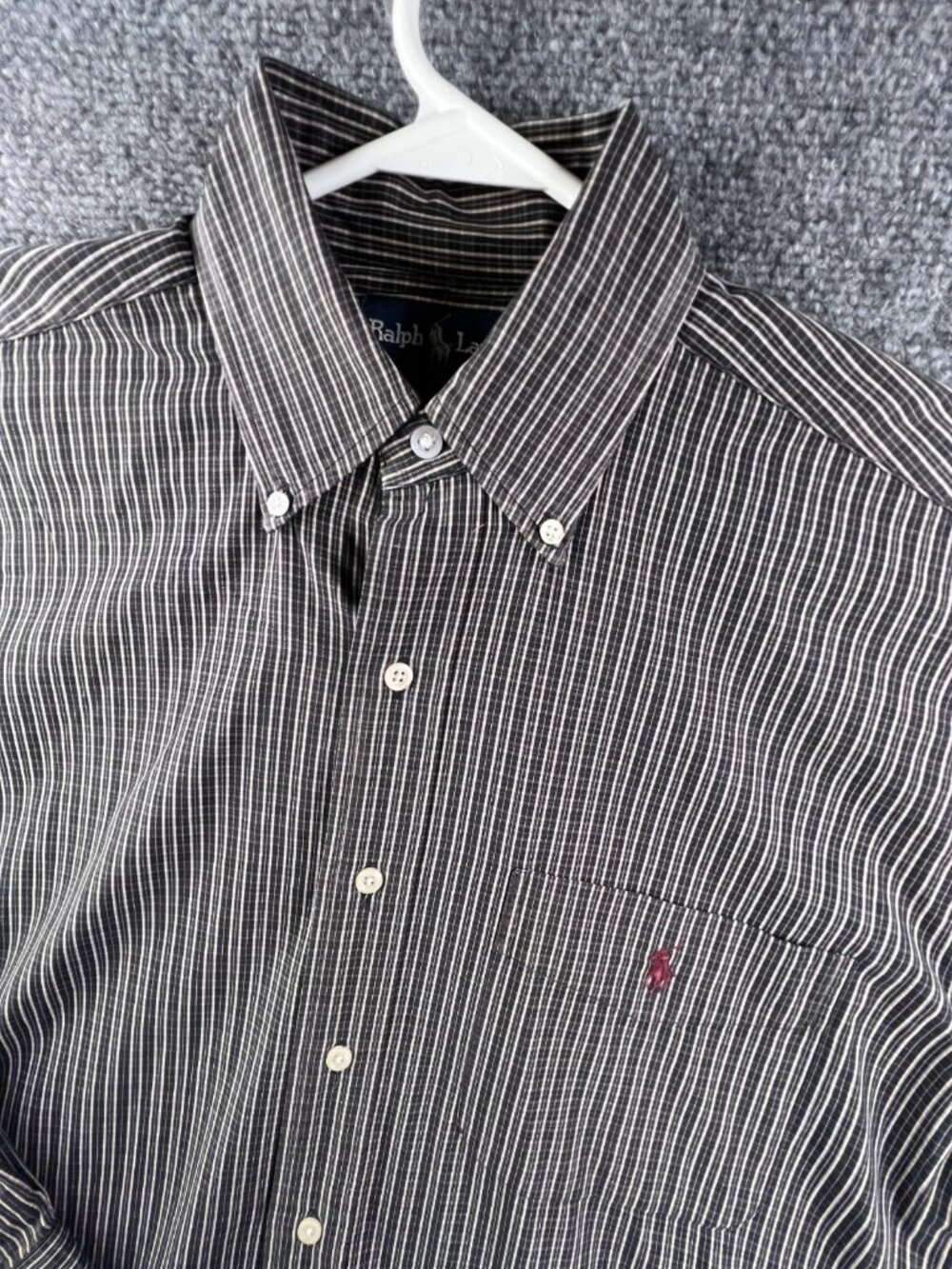 Ralph Lauren Blaire Men’s Button Up Shirt Long Sleeve Small Check Gray Pocket